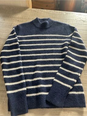 Isabel Marant Navy & Cream Striped Crewneck Sweater